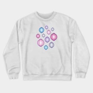 Lanterns | Mid Autumn Festival | Blue Pink Purple | White Crewneck Sweatshirt